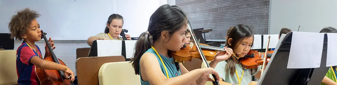 children playing string instruments