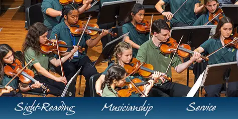 young people playing in orchestra