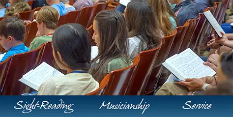 Young people singing hymns