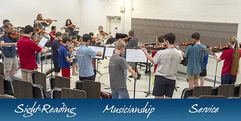 young people playing violas